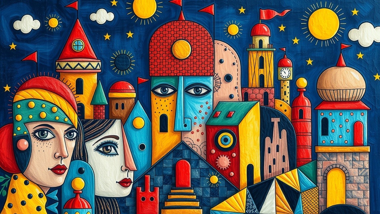 Vibrant Abstract Landscape with Colorful Elements