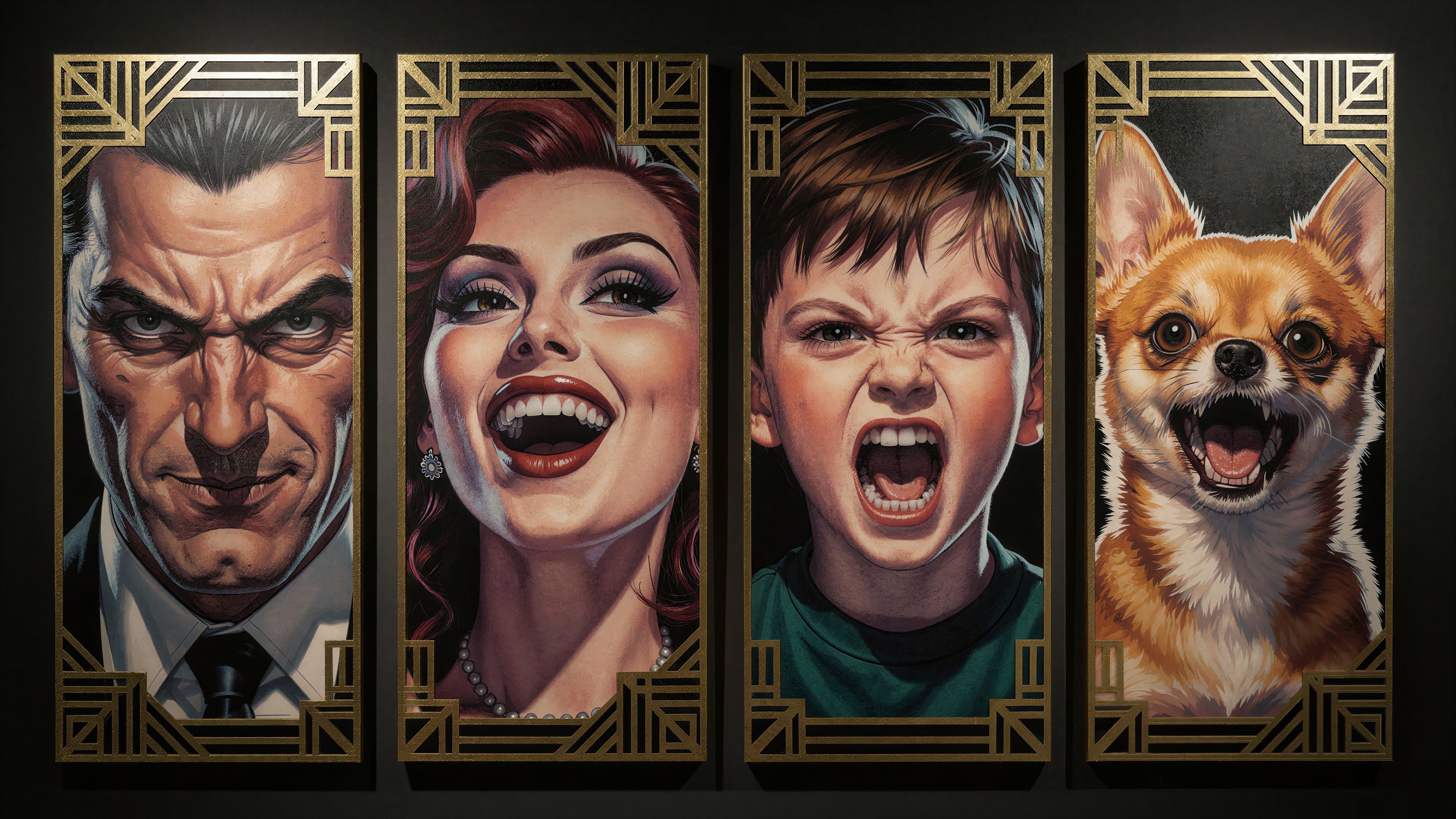 Art Deco Portraits Displaying Strong Emotions