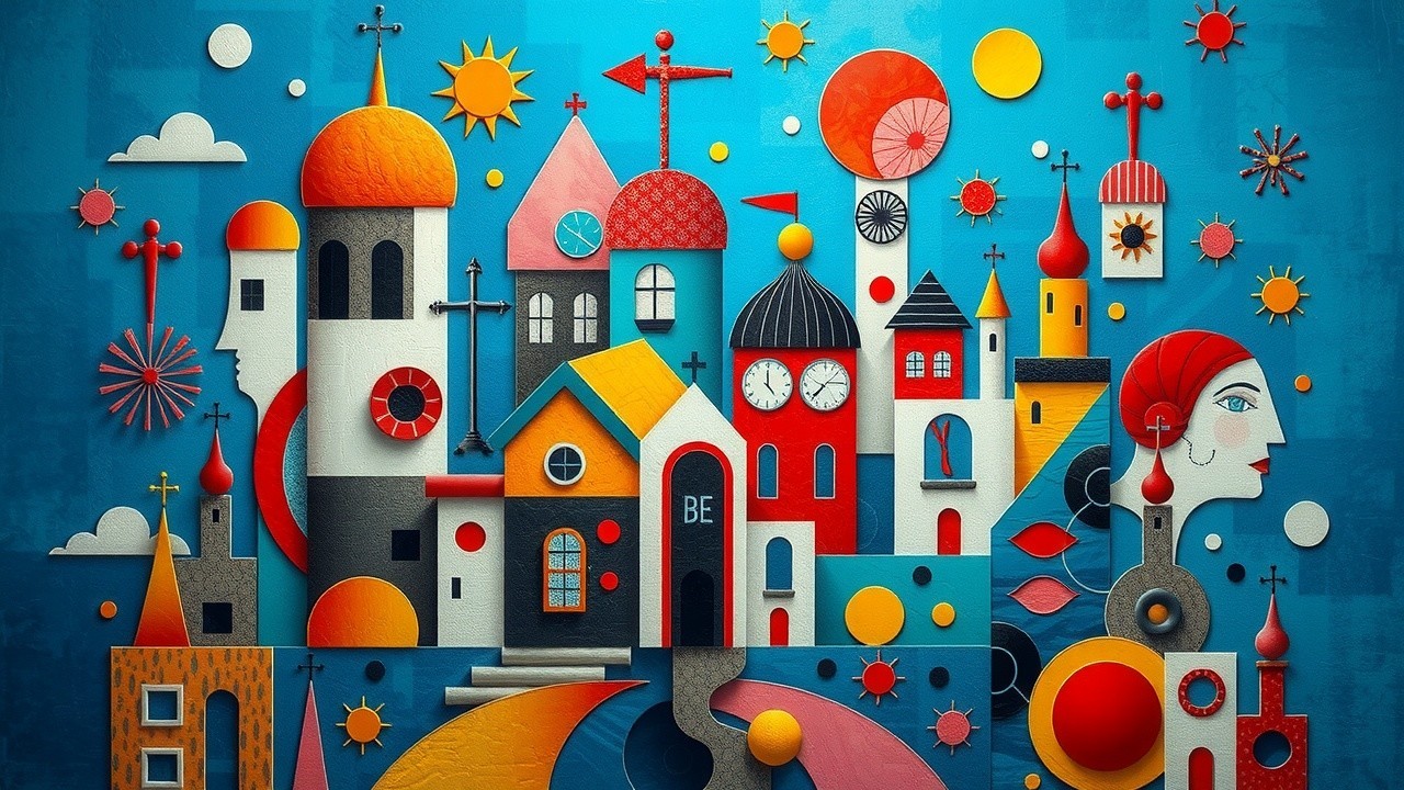 Vibrant Collage of Whimsical Colorful Architecture