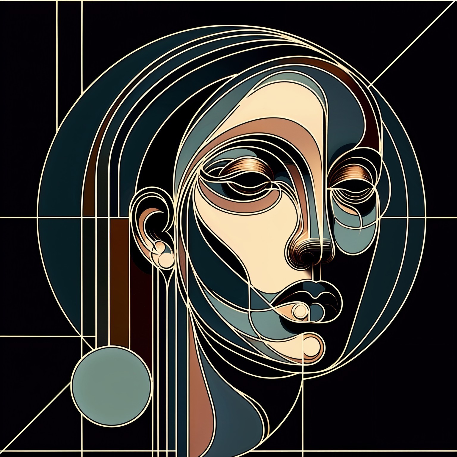 Abstract Portrait of a Woman with Geometric Elements
