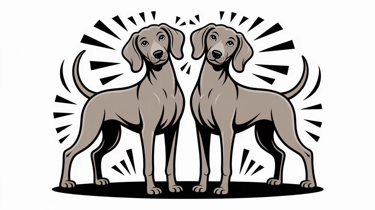 Stylized Illustration of Two Identical Dogs Side by Side