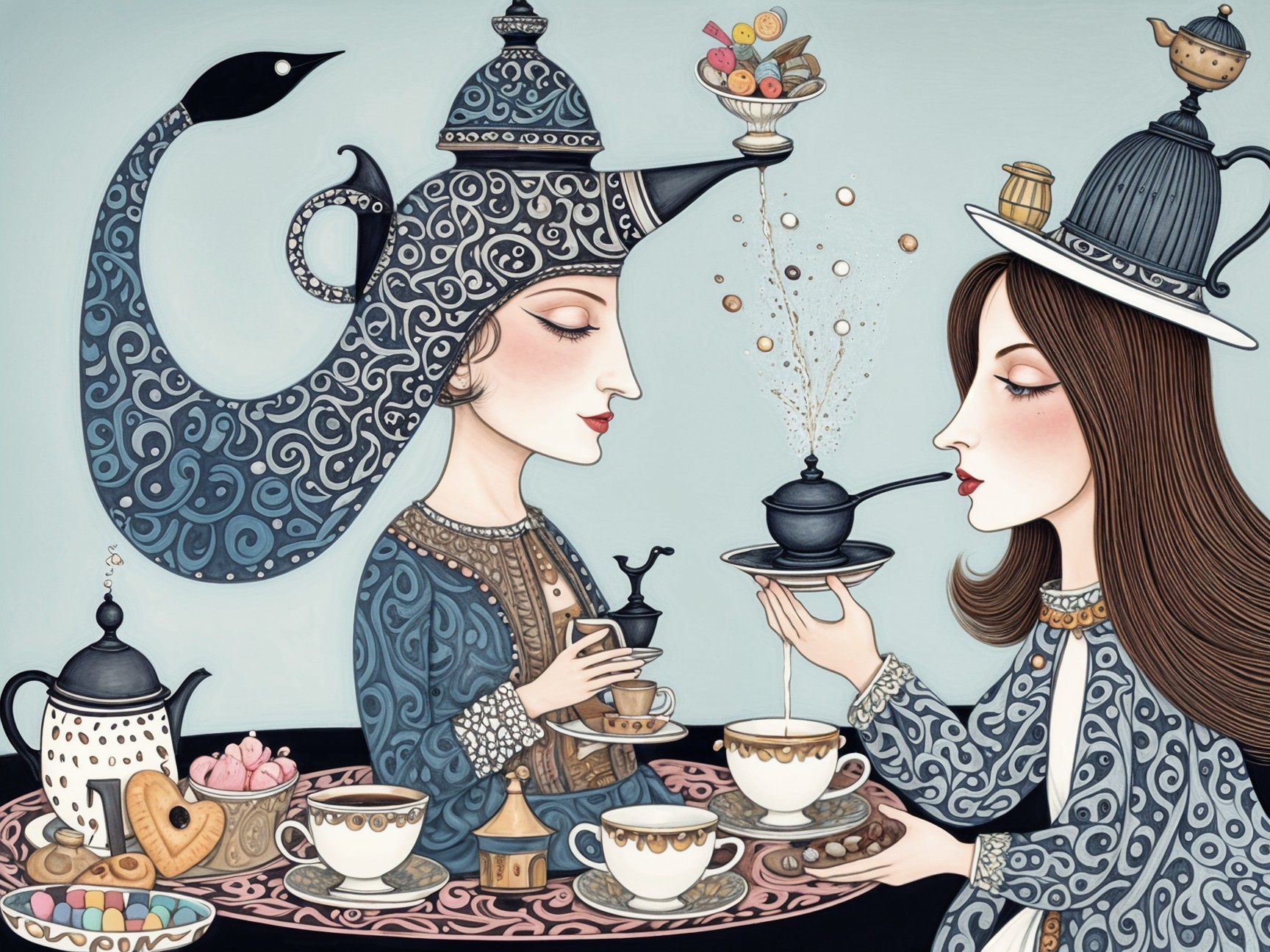 Elegant Tea Gathering with Women and Pastries