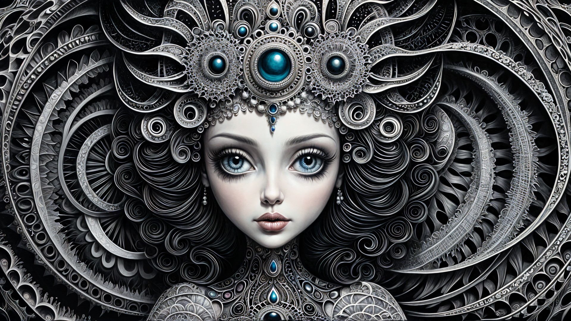 Intricate Character Design with Monochromatic Colors
