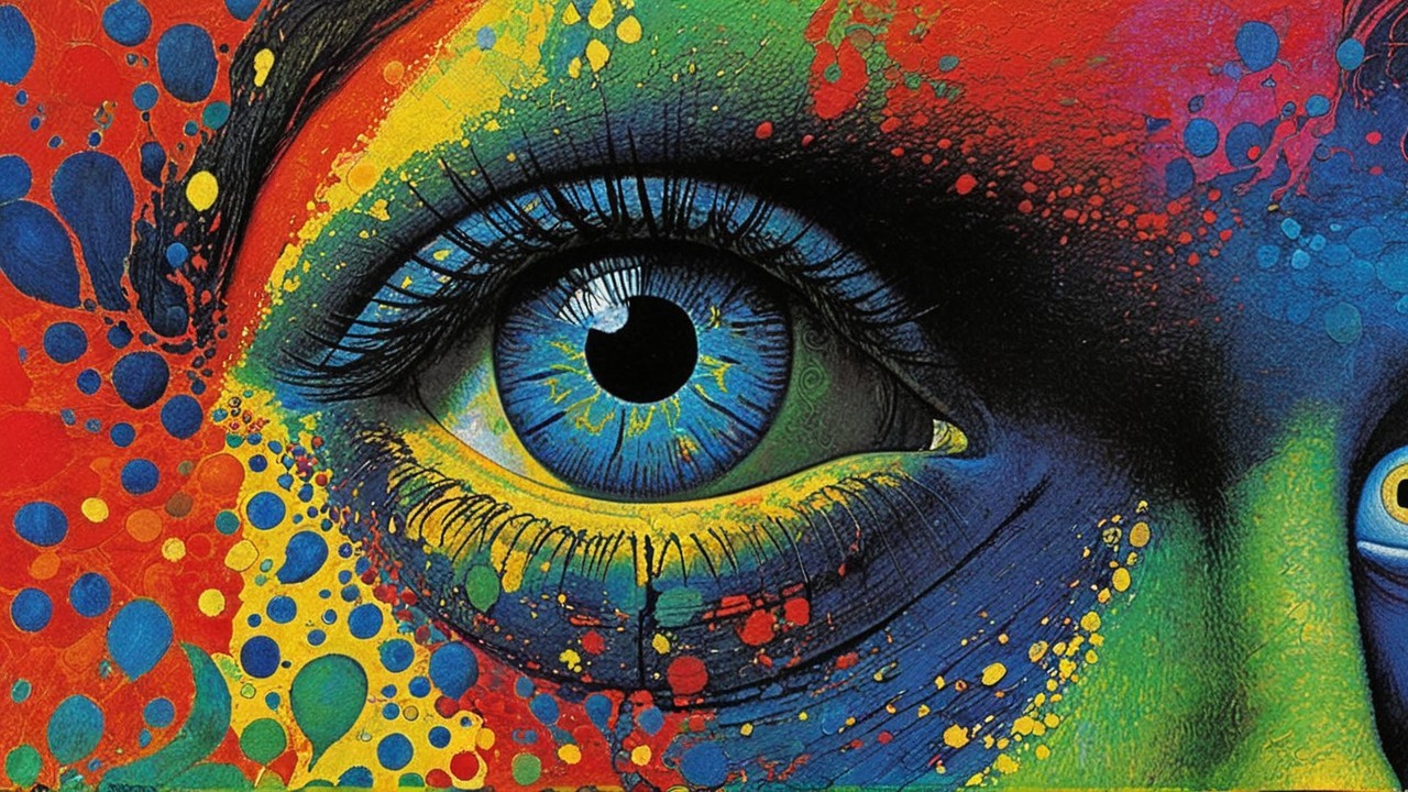 Surreal Close-Up of a Colorful Eye with Abstract Patterns