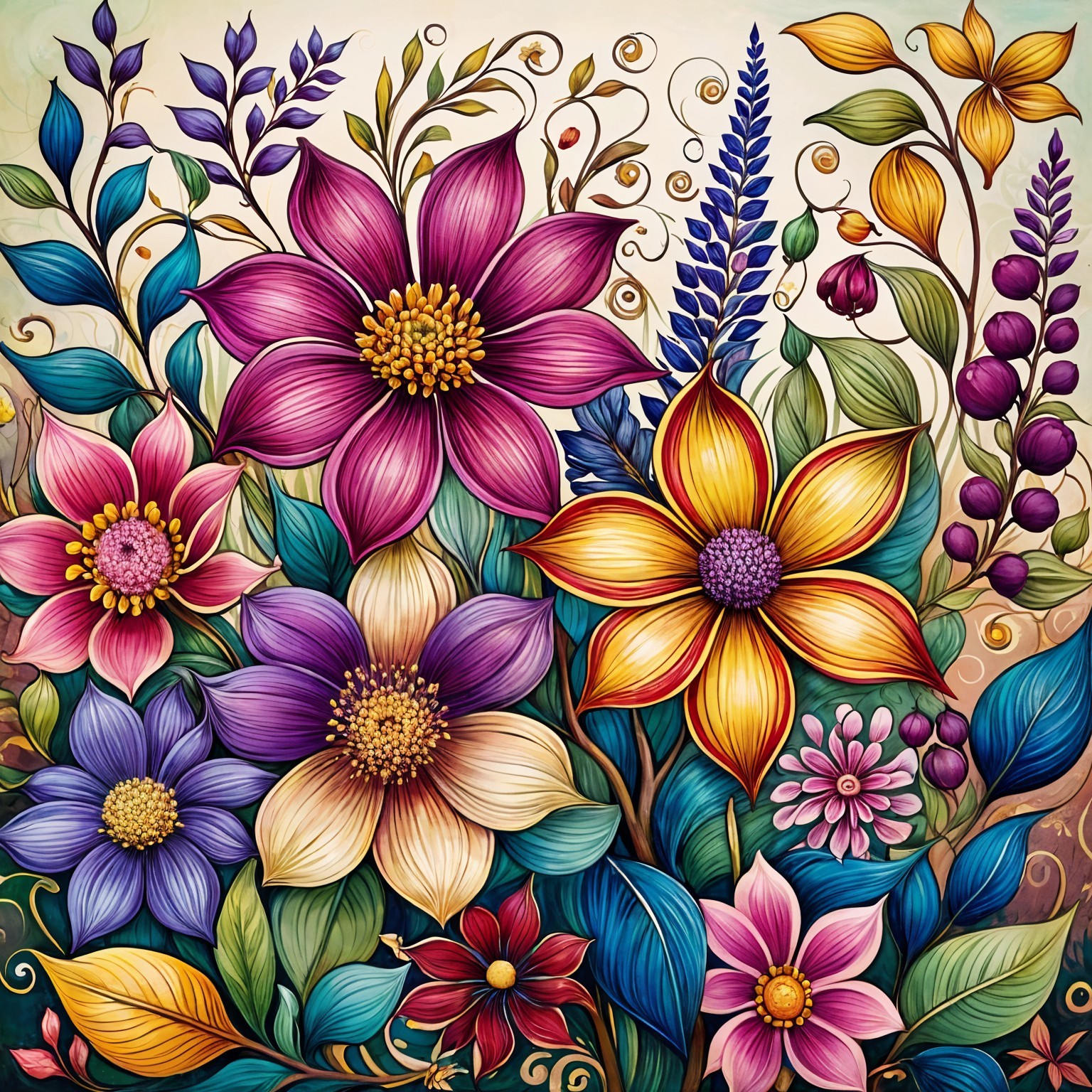 Vibrant Floral Arrangement with Colorful Blooms