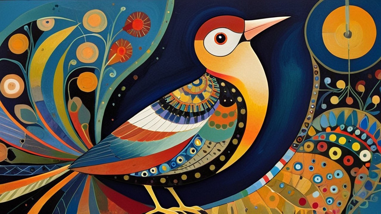 Vibrant Abstract Bird with Intricate Patterns and Colors