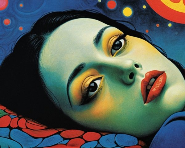 Vibrant Portrait of a Woman in Surreal Background