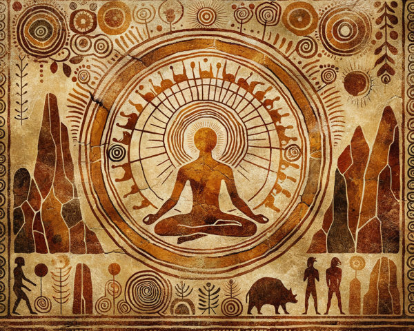 Prehistoric Depiction of Meditating Figure in Nature