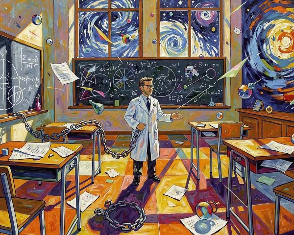 Expressionistic Oil Painting of a Classroom Scene