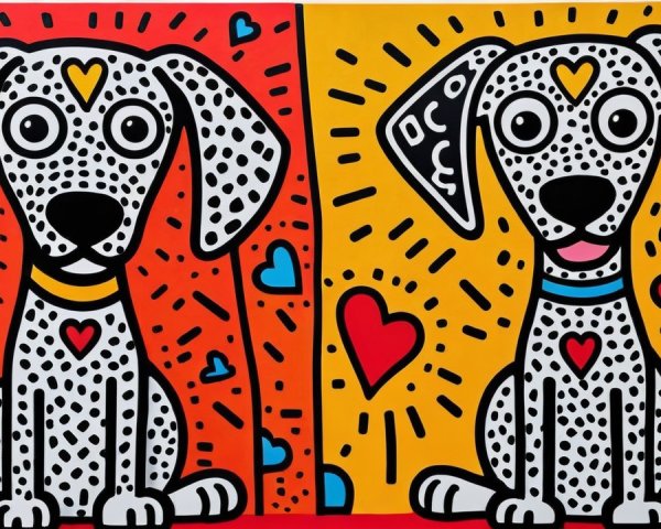 Cartoon Dogs with Playful Expressions and Patterns