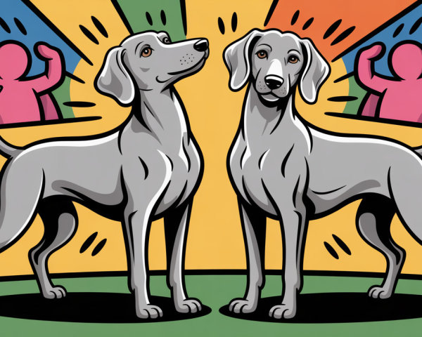 Stylized Gray Dogs with Vibrant Background Design