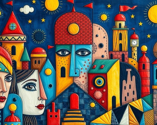 Vibrant Abstract Landscape with Colorful Elements