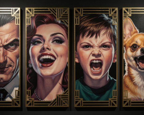 Art Deco Portraits Displaying Strong Emotions