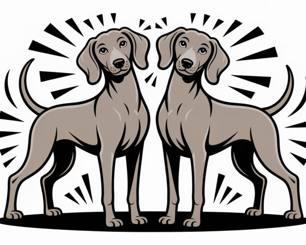 Stylized Illustration of Two Identical Dogs Side by Side