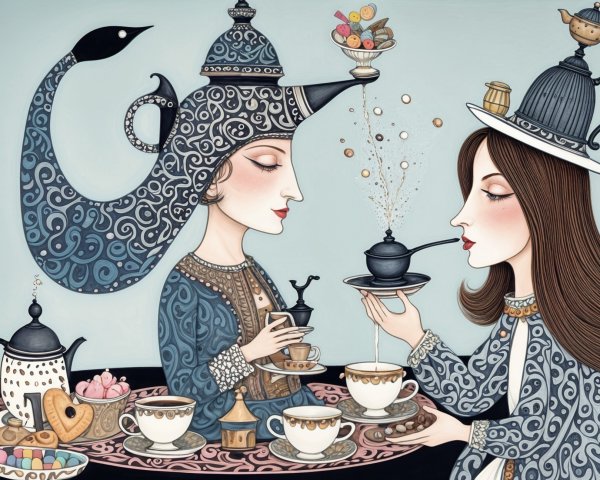 Elegant Tea Gathering with Women and Pastries