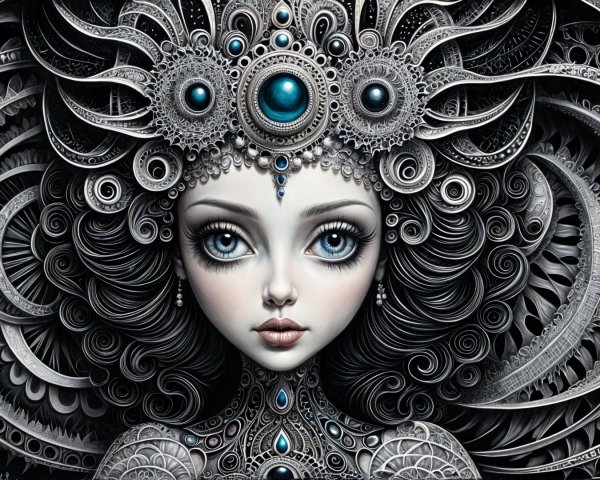 Intricate Character Design with Monochromatic Colors