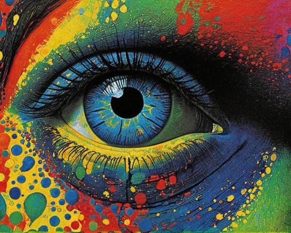 Surreal Close-Up of a Colorful Eye with Abstract Patterns