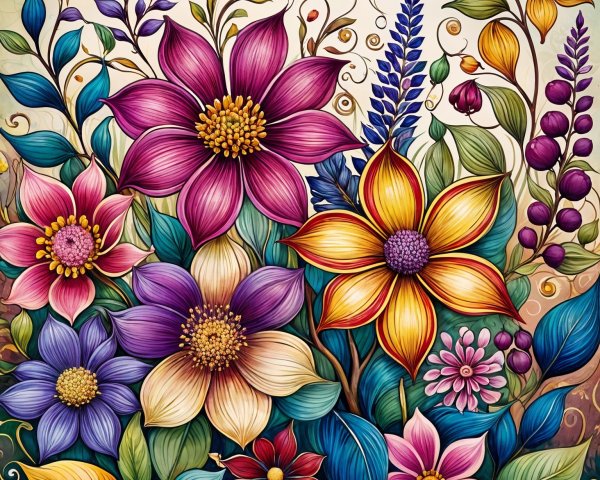 Vibrant Floral Arrangement with Colorful Blooms