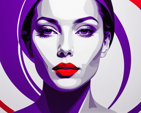 Stylized Portrait of a Woman with Bold Colors