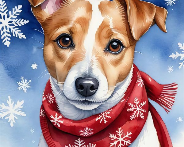 Watercolor Painting of Jack Russell Terrier as Ornament
