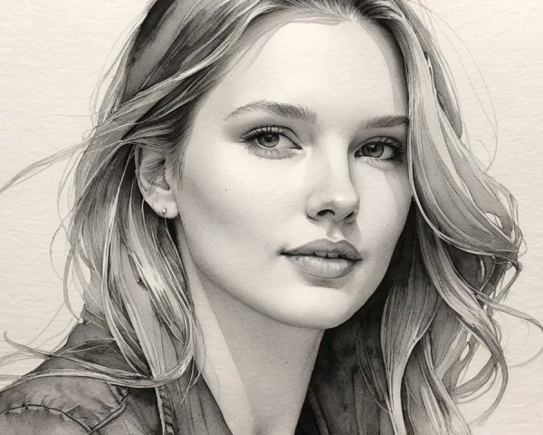 Monochromatic Portrait of a Young Woman with Blonde Hair