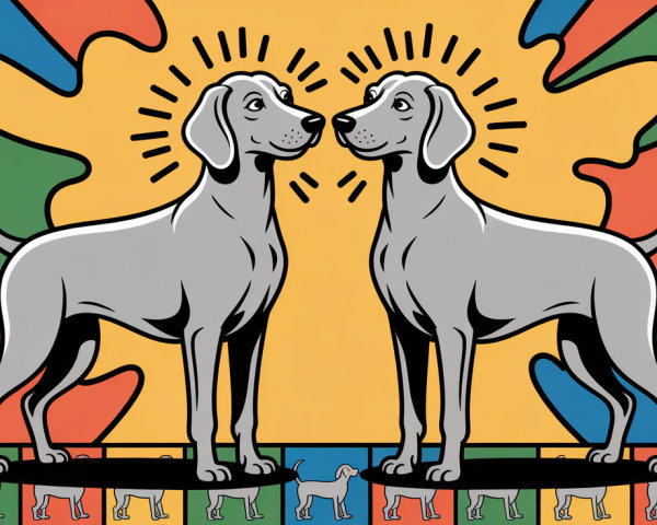 Stylized Gray Dogs with Colorful Background Design