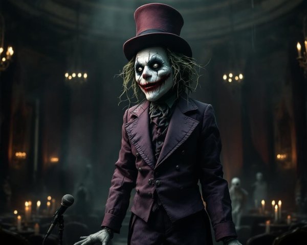 Sinister Figure in Dark Purple Suit and Top Hat