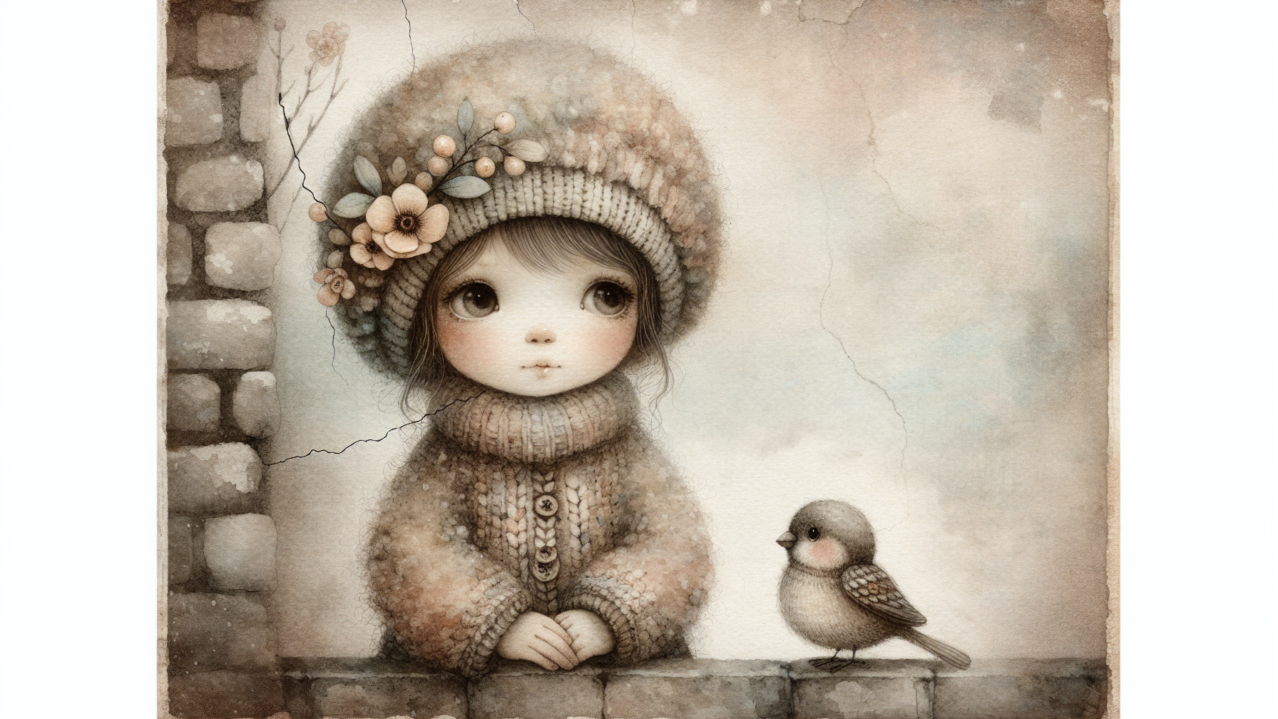 Whimsical Illustration of a Girl in Cozy Attire