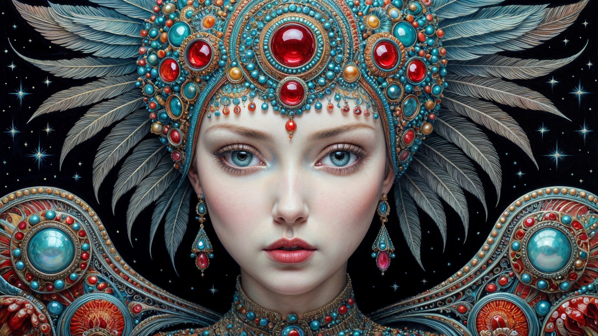 Beautiful figure with intricate jewelry and headgear