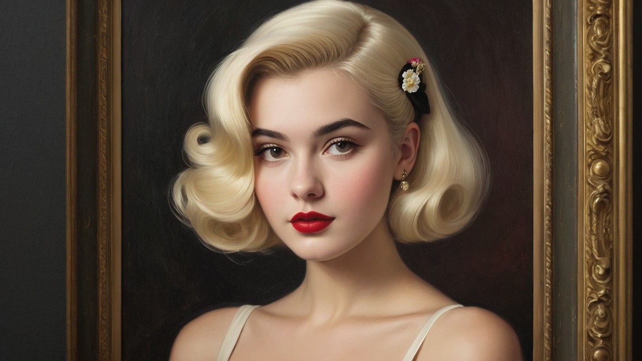 Glamorous Portrait of a Young Woman with Floral Hairpin
