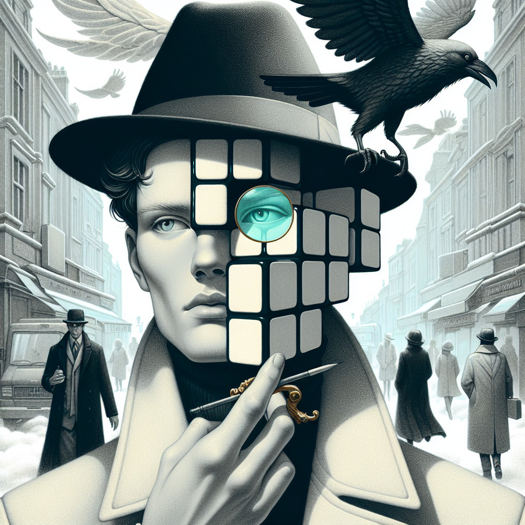 Surreal Scene of Young Man with Rubik's Cube Face