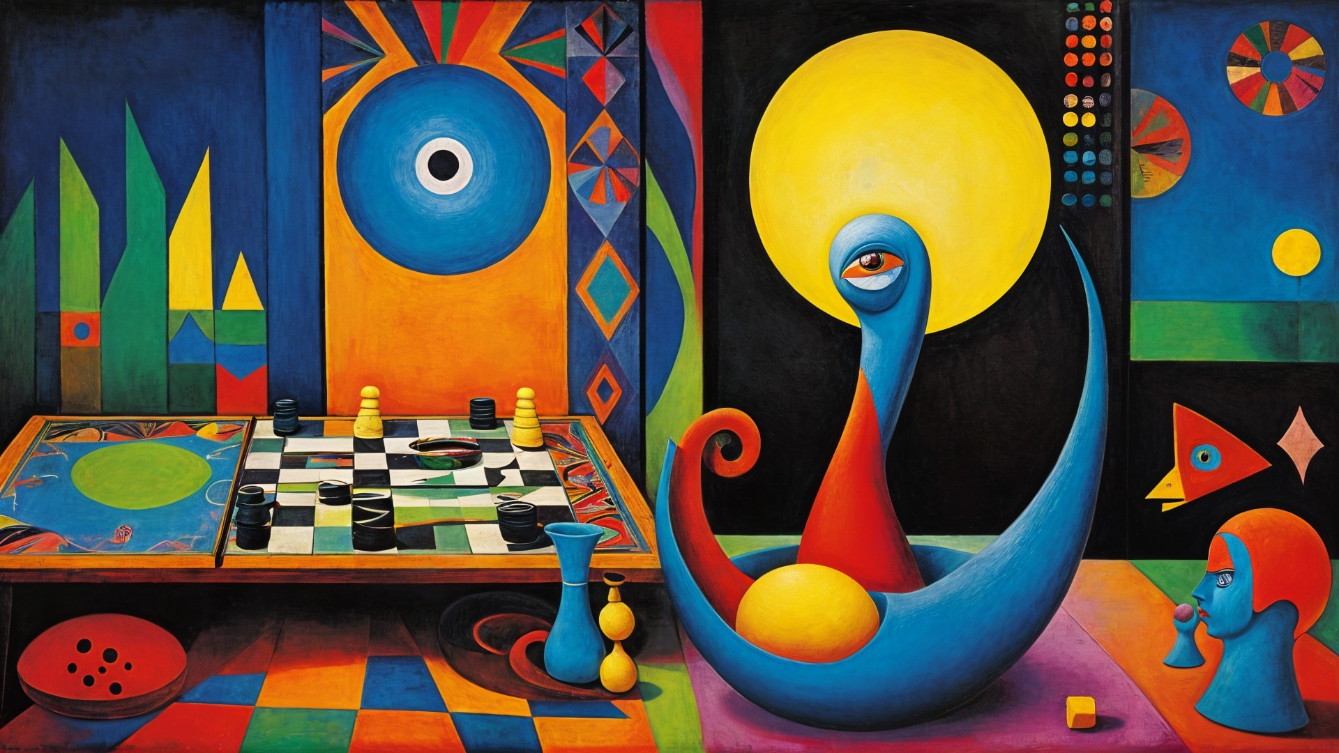 Vibrant Abstract Composition with Bold Colors and Shapes