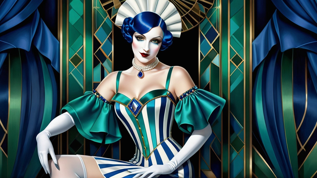 Glamorous Woman in Form-Fitting Striped Dress