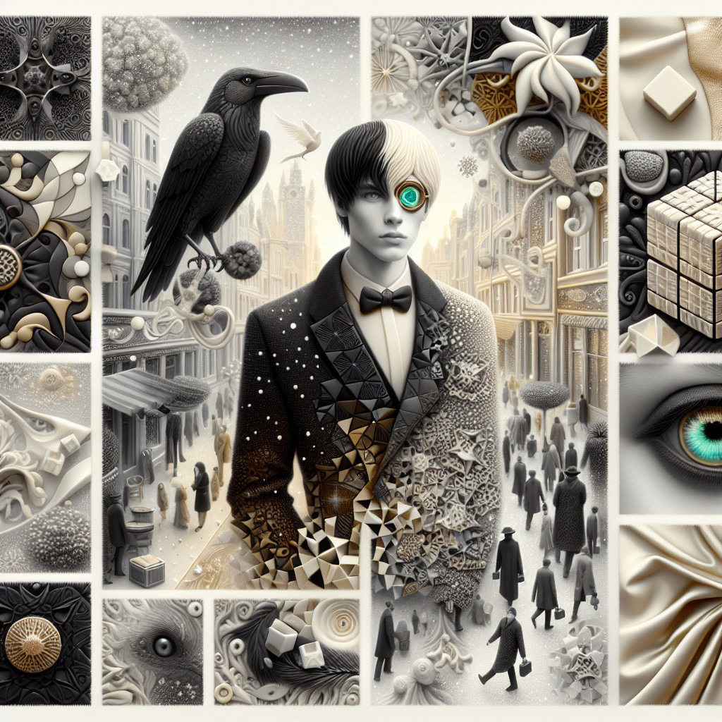 Surreal Monochrome Collage with Geometric Patterns