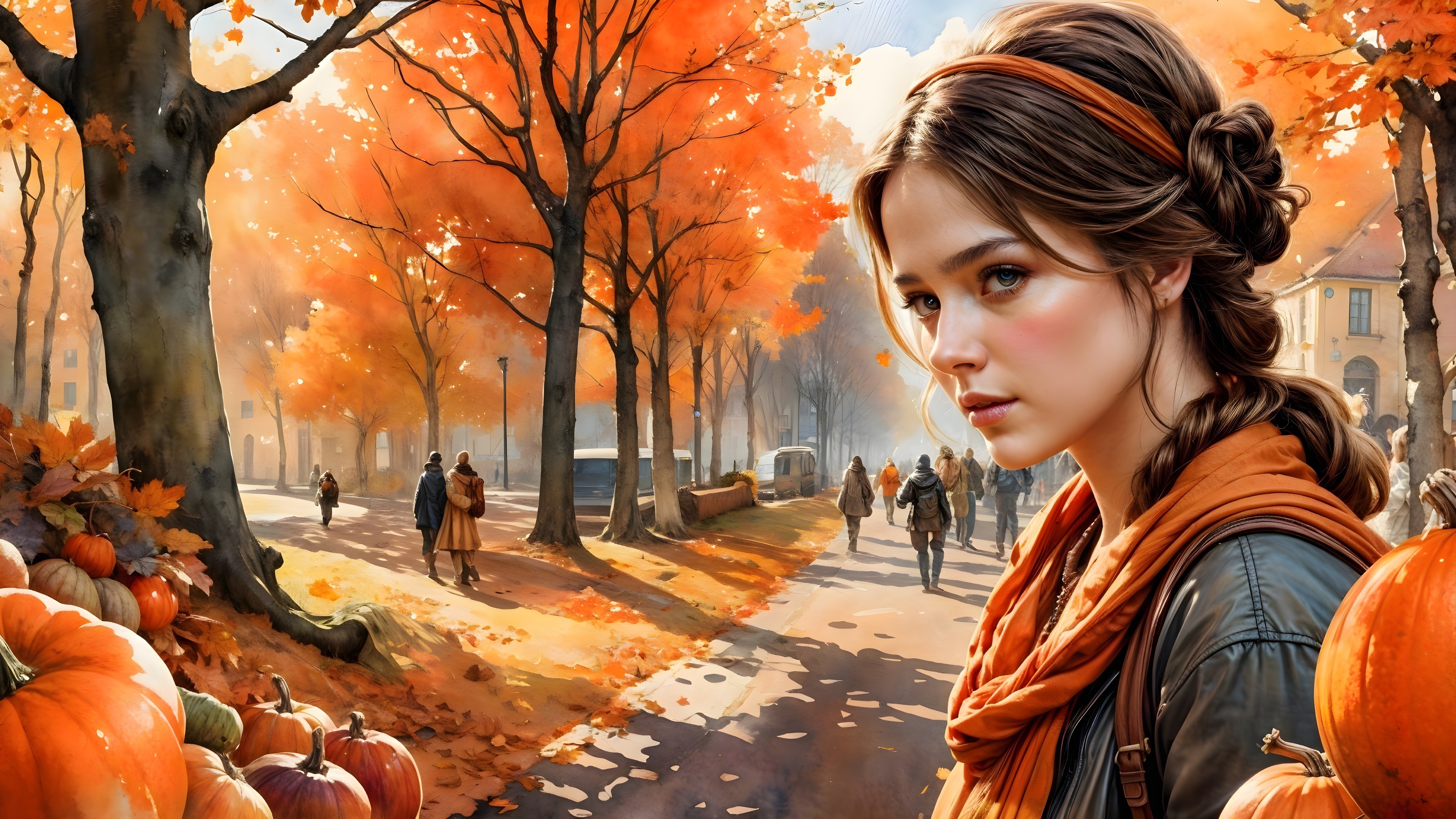 Young Woman in Autumn Setting with Vibrant Foliage