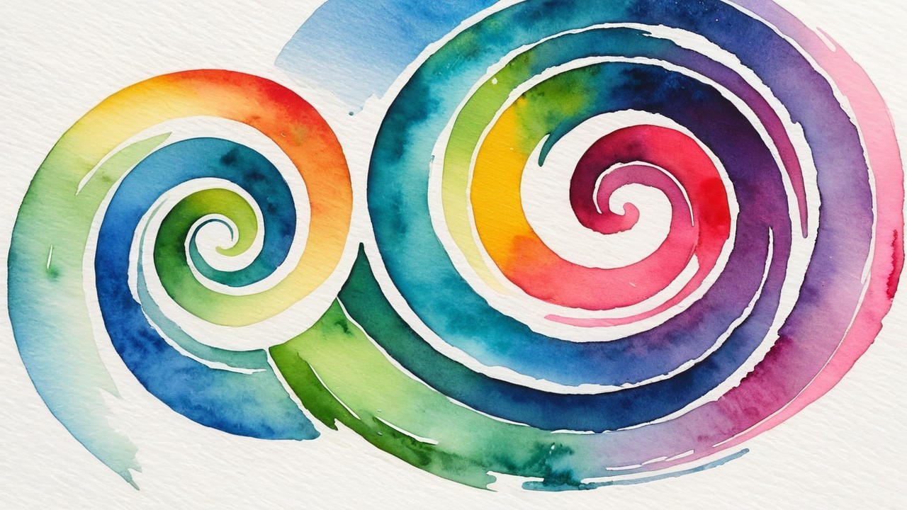 Vibrant Watercolor Illustration of Interlacing Patterns