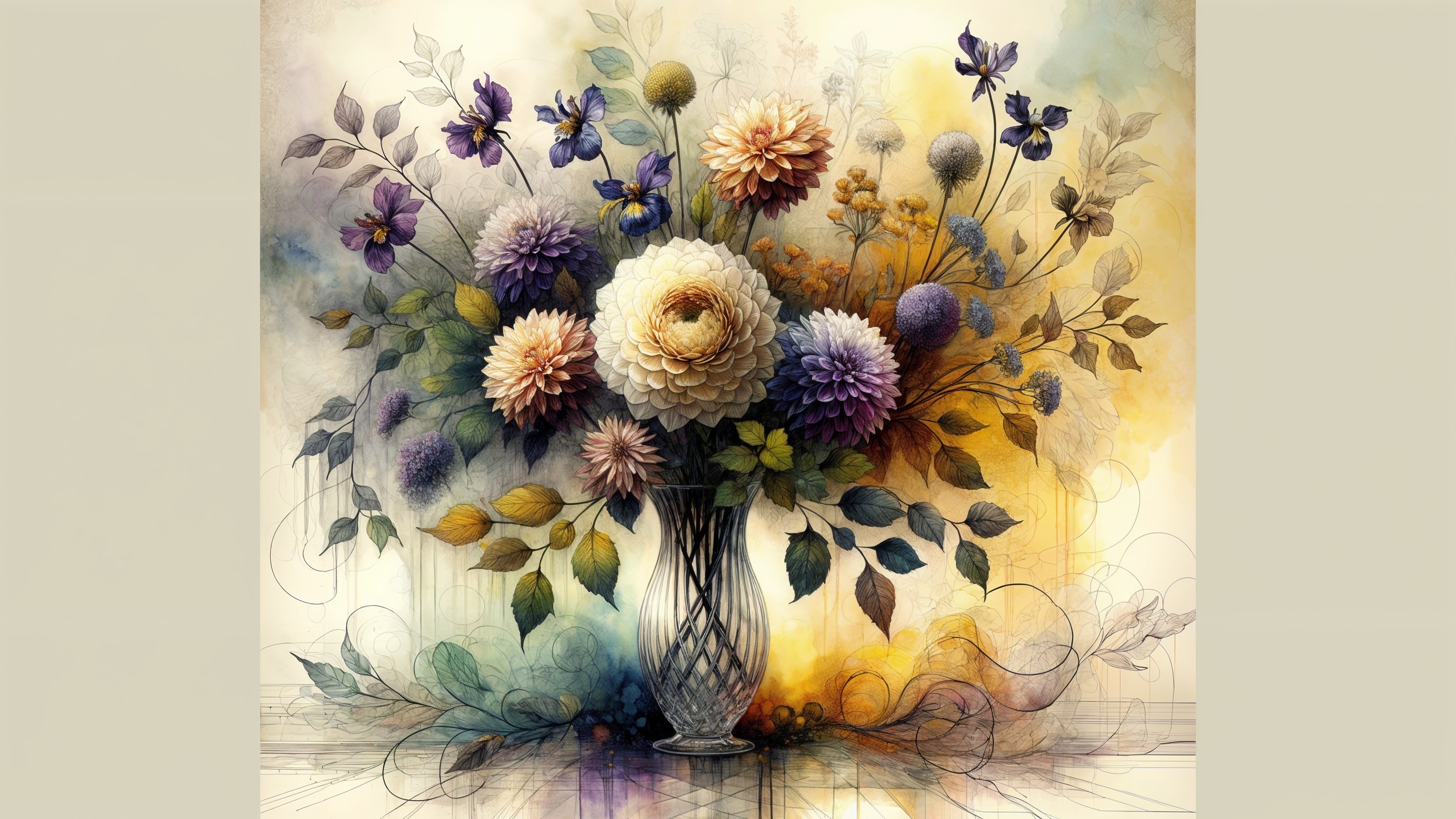 Vibrant Bouquet of Assorted Flowers in Elegant Vase