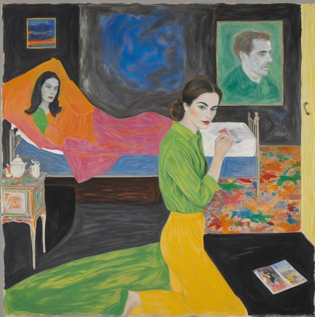 Two Women in a Colorful Room with Intimate Atmosphere