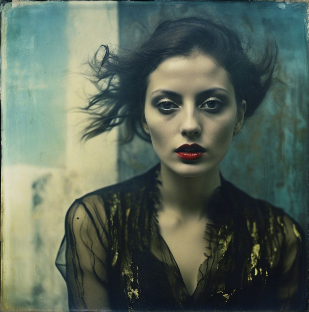 Moody Portrait of Woman with Striking Features