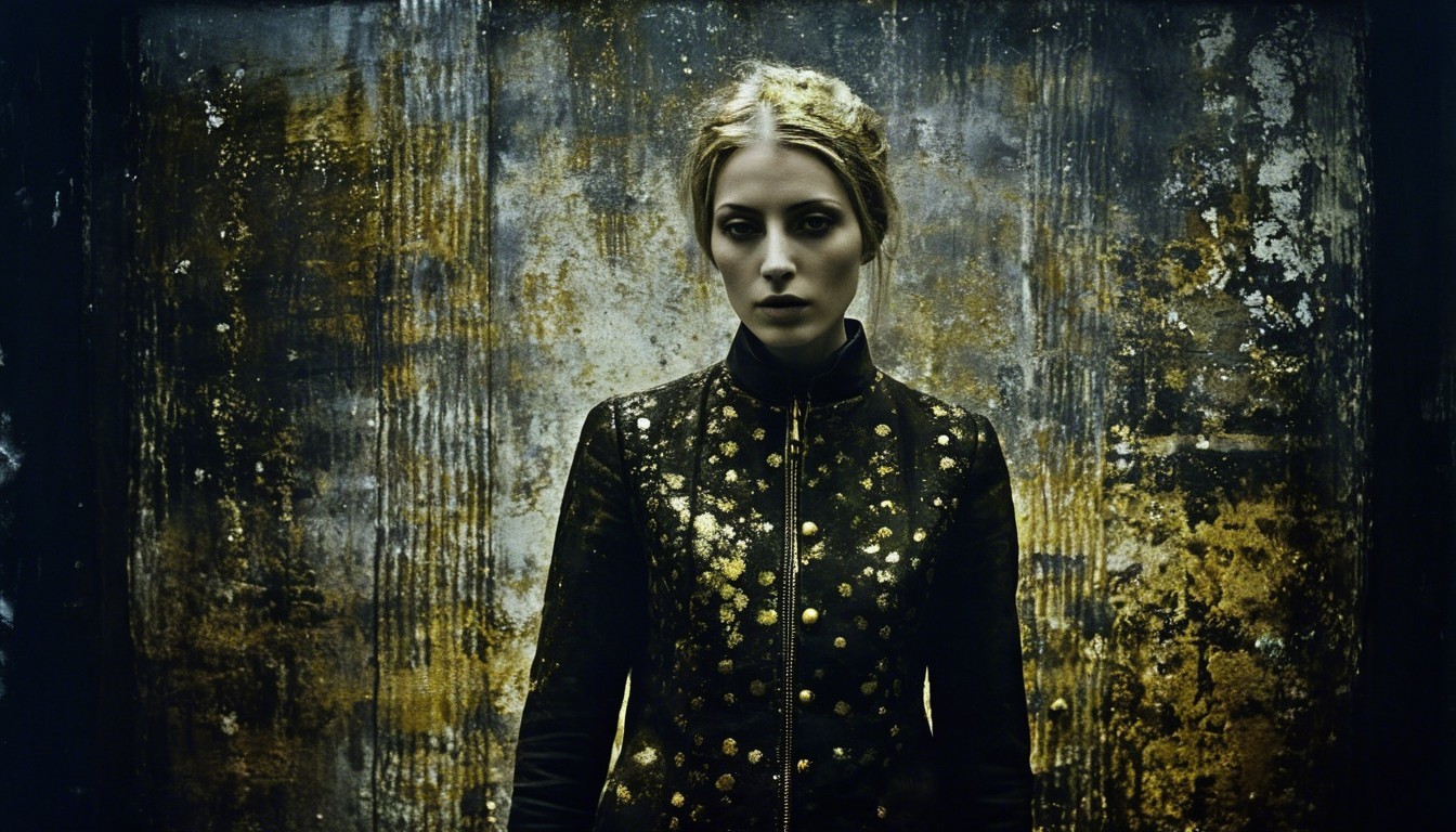 Portrait of a Woman in Dark Textured Environment