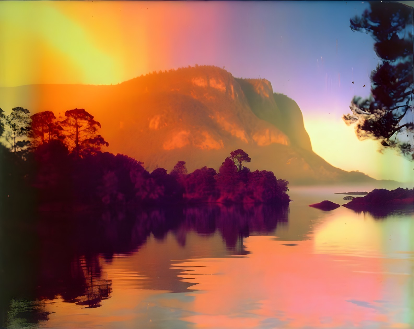 Tranquil Lake Landscape with Majestic Mountain View