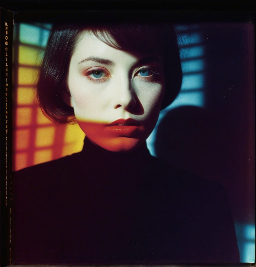 Close-Up Portrait of a Woman with Bold Makeup and Light