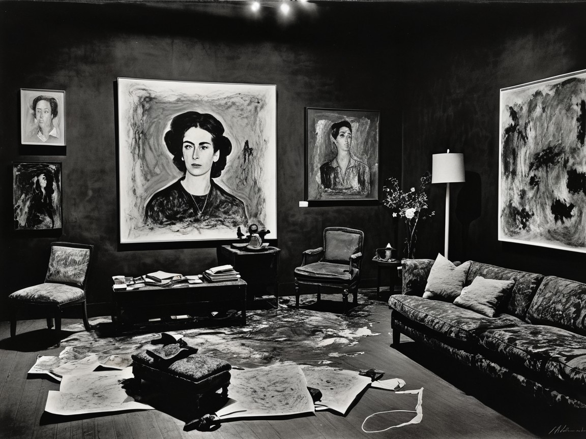 Art Studio with Portraits and Creative Disarray