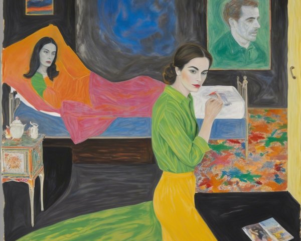 Two Women in a Colorful Room with Intimate Atmosphere