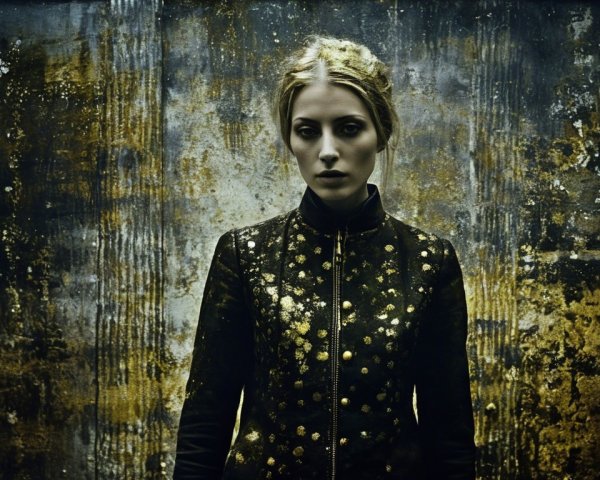 Portrait of a Woman in Dark Textured Environment