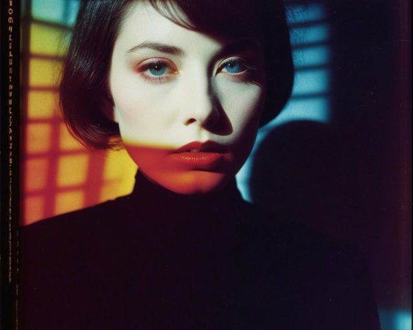 Close-Up Portrait of a Woman with Bold Makeup and Light