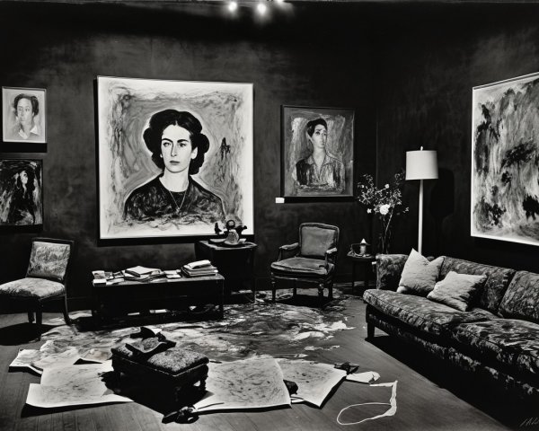 Art Studio with Portraits and Creative Disarray
