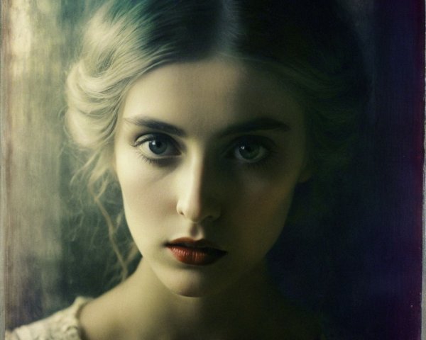 Close-up Portrait of a Young Woman with Ethereal Beauty