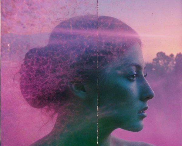 Profile of a Woman with Bun in Dreamlike Colors
