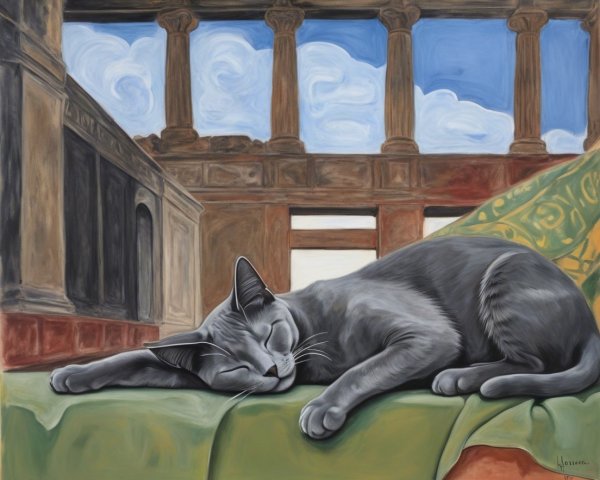 Gray Cat Sleeping on Green Blanket in Sunlit Room